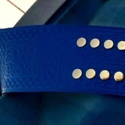 Blue leather strap and brass tip - Championshipbeltmaker