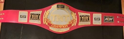 aew tnt wrestling red leather world championship replica belts