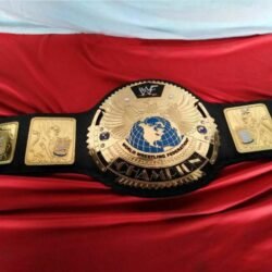 Alternative view of WWF BIG EAGLE SCRATCH LOGO Brass Championship Belt